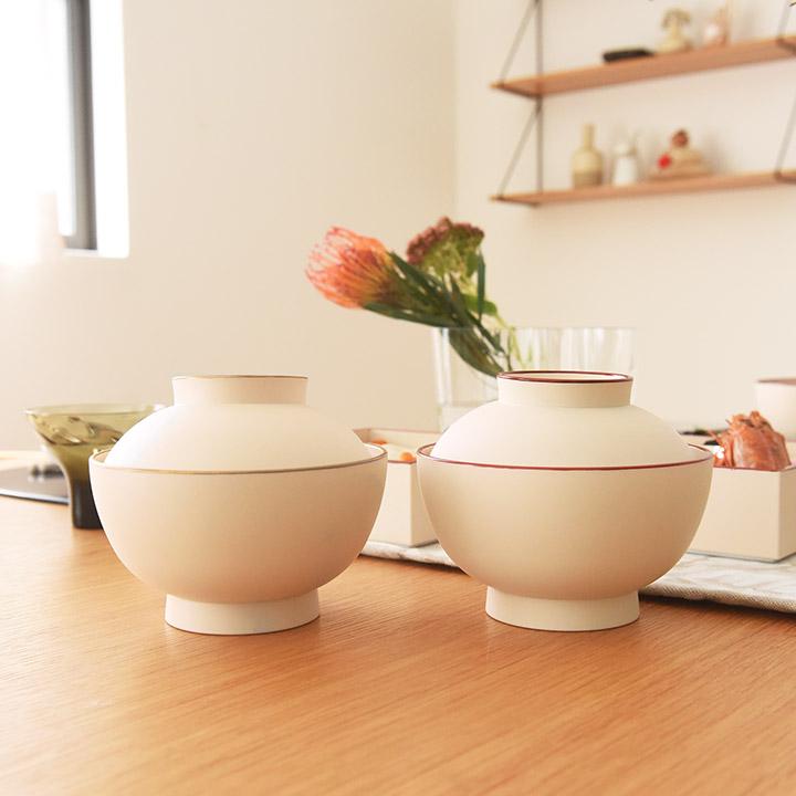 お雑煮 器 お雑煮椀 yrh 迎春の食卓に馴染む 蓋つき椀 雑煮椀 山中塗