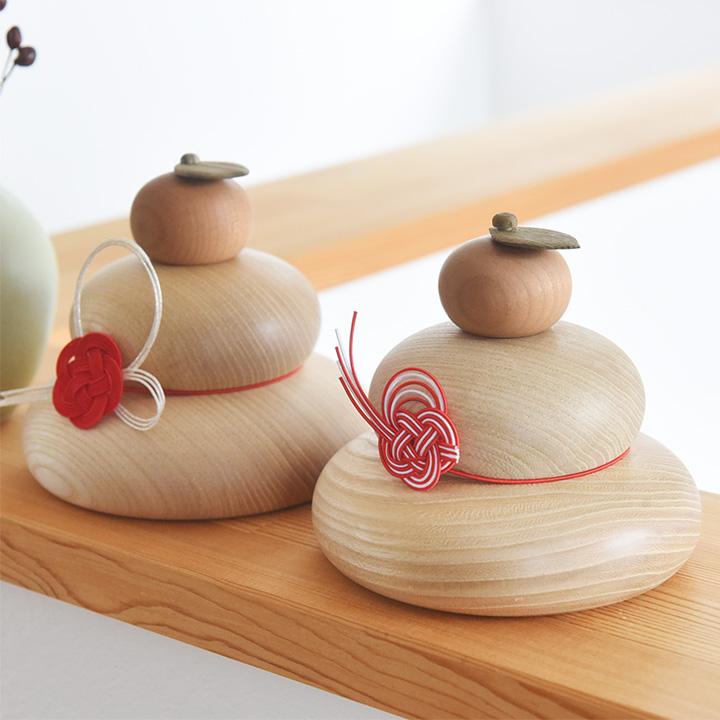 【アンジェ別注】鏡餅 木製 飾り お正月飾り yrh hare 水引で結ぶ 木の鏡餅 お正月【送料無料】【25N】