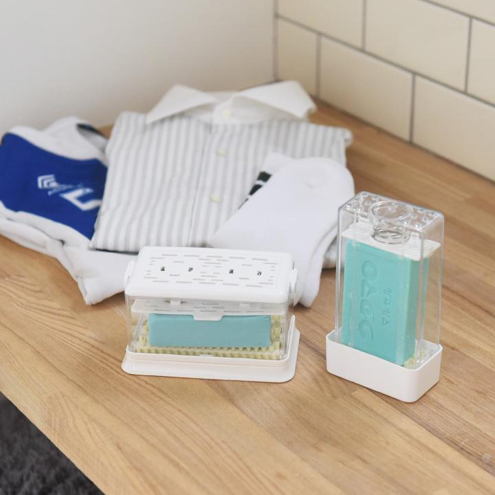 しっかり泡立つ 洗濯石鹸ケース 石鹸置き 石鹸ケース 蓋付き ブラシ