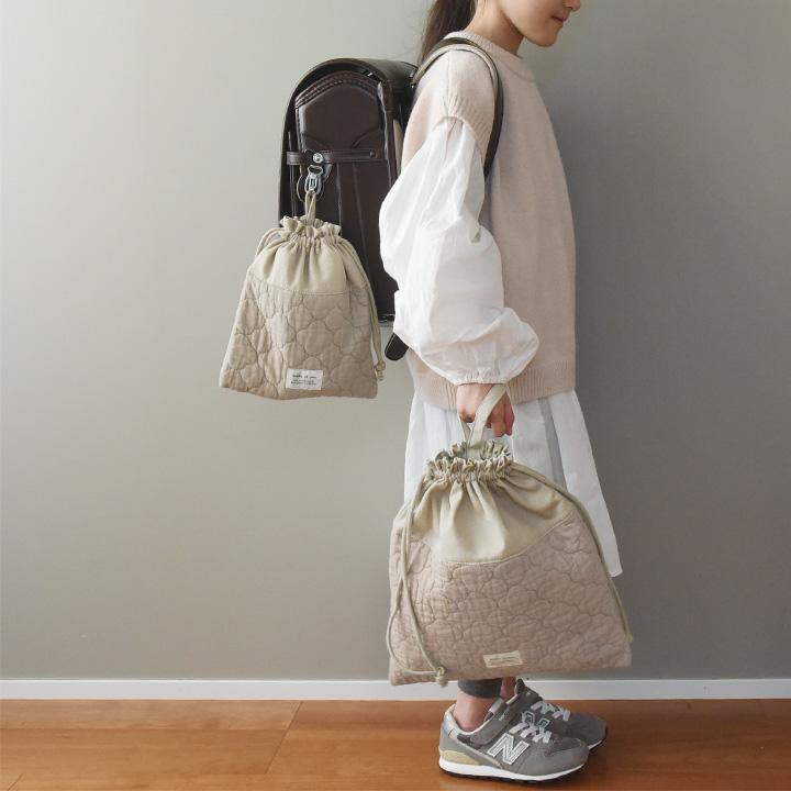 kukka ja puu（クッカヤプー） イブル生地 ヌビ 巾着袋 大 体操着入れ