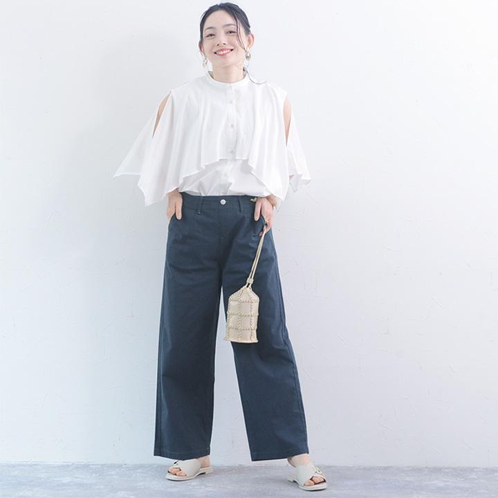 パンツレディース ワイド ワイドパンツ リネンタッチ 夏 軽い穿き心地のワイドパンツ ウエストゴム パンツ らくちん パンツ レディース |  | 13