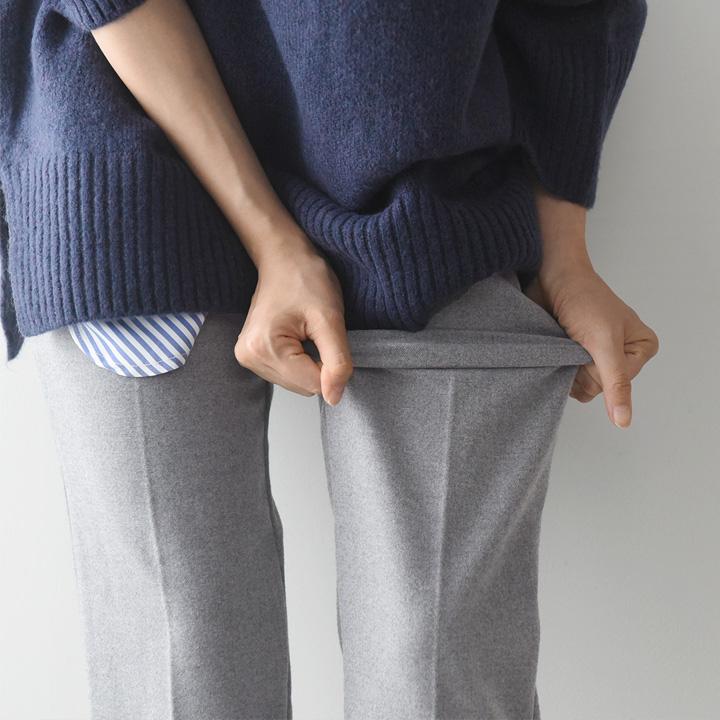 テーパードパンツ レディース 秋冬 カシミヤタッチ ウールライク あったかテーパードパンツ 日本製／Agreable アグレアーブル | Agreable | 02