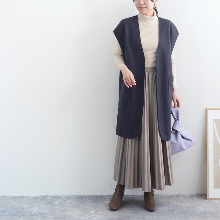 【あっち】ビアズリー 上品で手触りが柔らかで織りやすいジレロングコート Agreable（アグレアーブル） ジレ ロングジレレディース 秋冬 さっと