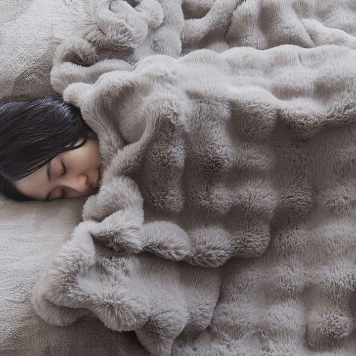 毛布 シングル ハーフ ひざ掛け ブランケット 大判 暖かい ラビット
