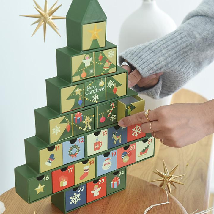 クリスマスツリー 卓上 北欧 アドベント おかし クリスマス ペーパーボックスカレンダー |  | 08