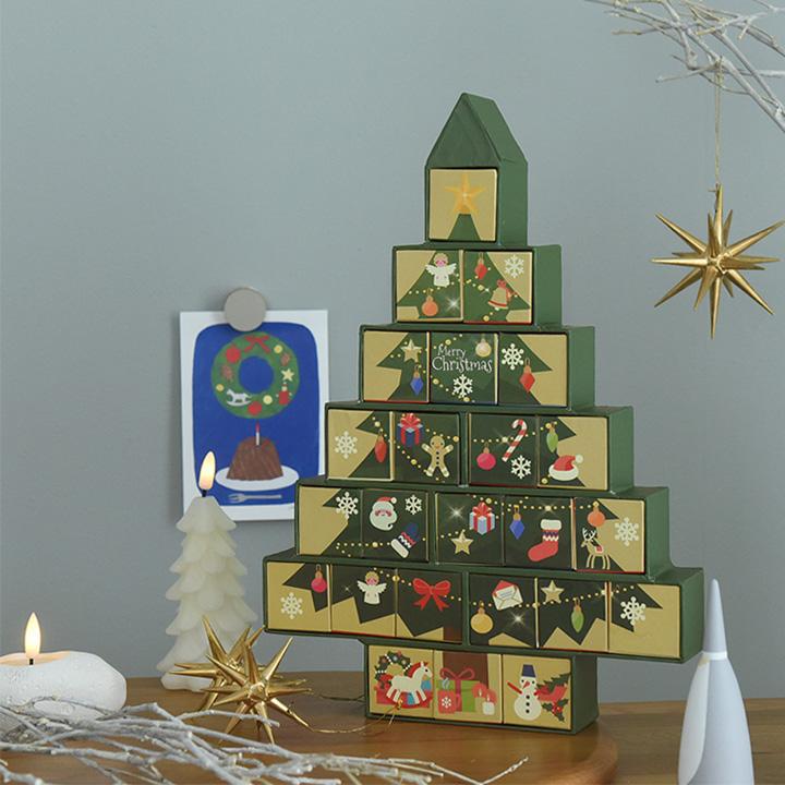 クリスマスツリー 卓上 北欧 アドベント おかし クリスマス ペーパーボックスカレンダー |  | 09
