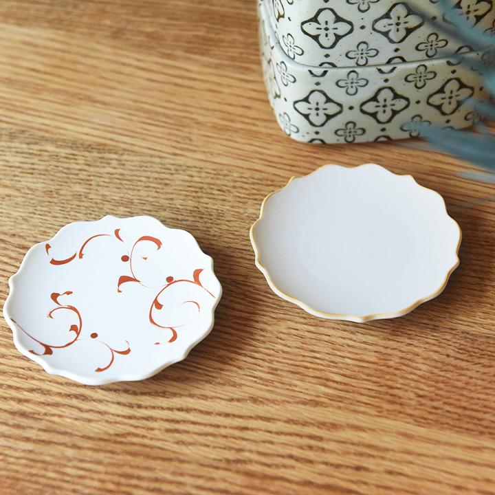 絵付け小皿 桔梗プレート 豆皿 美濃焼 日本製 お正月【25N