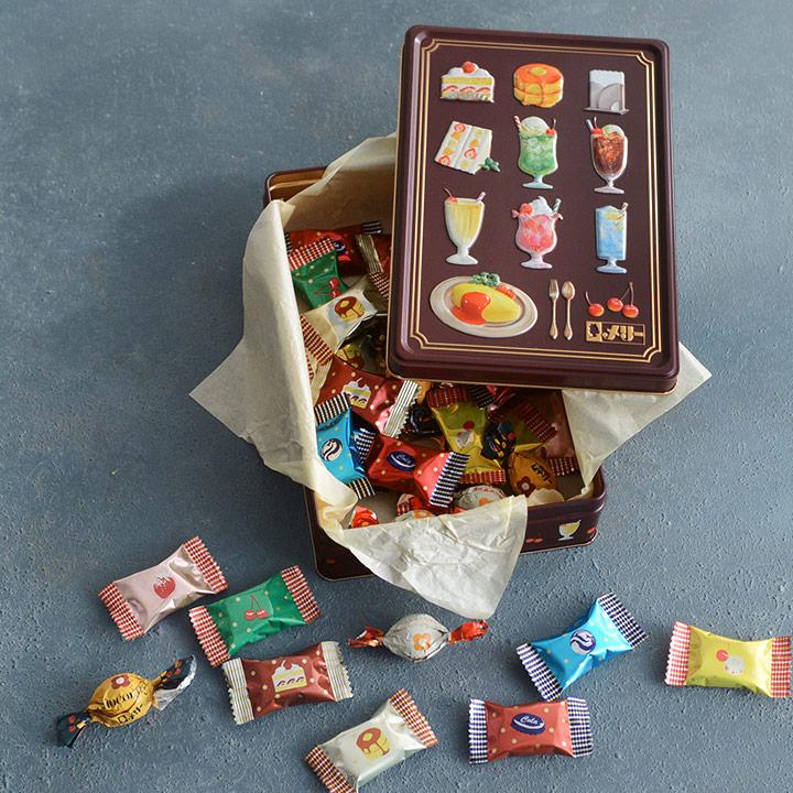 はじけるキャンディチョコレート 喫茶メニュー缶／Mary Chocolate