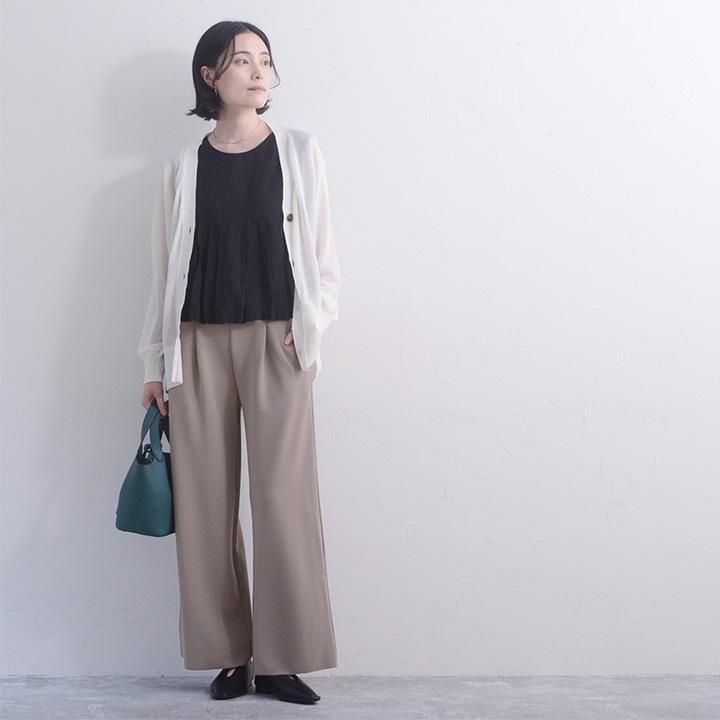 リラックス ワイドパンツ レディース 裾セルフカット ストレートパンツ ジョーゼット ウエストゴム yrh Agreable【送料無料】【2/19FMD】 | Agreable | 12