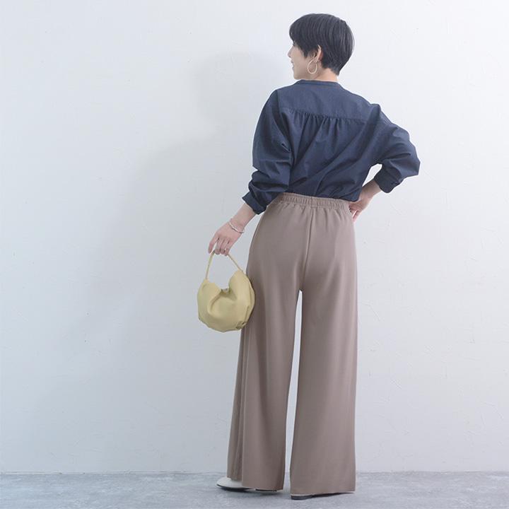 リラックス ワイドパンツ レディース 裾セルフカット ストレートパンツ ジョーゼット ウエストゴム yrh Agreable【送料無料】【2/19FMD】 | Agreable | 13