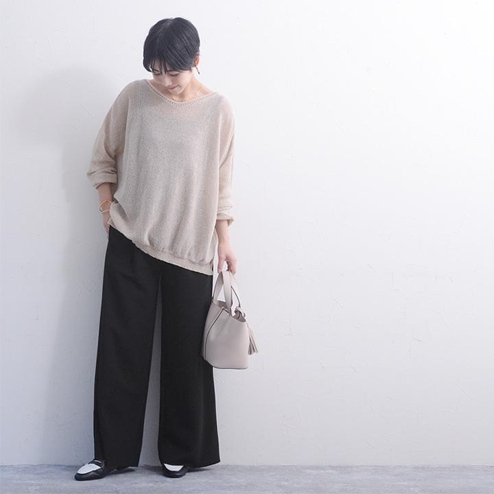 リラックス ワイドパンツ レディース 裾セルフカット ストレートパンツ ジョーゼット ウエストゴム yrh Agreable【送料無料】【2/19FMD】 | Agreable | 18