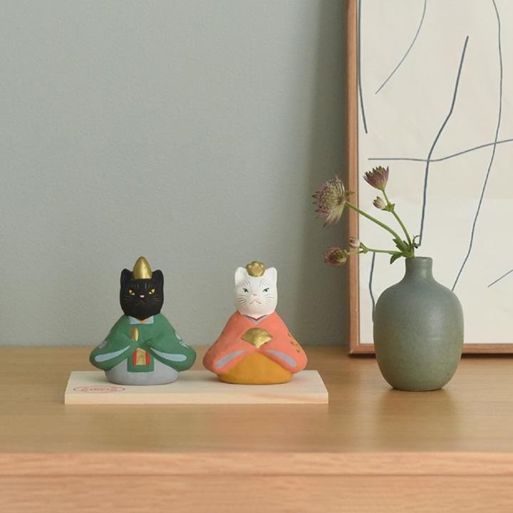 猫の雛飾り 玩具工房 日本製 雛人形 コンパクト ひな人形 ひな飾り