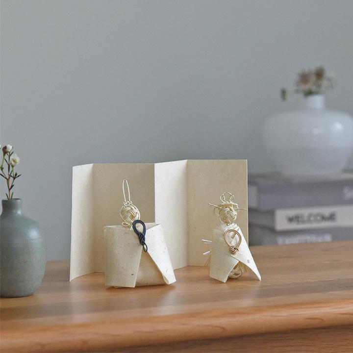 アンジェ別注】hare 手漉き和紙と水引の雛 日本製 桐箱入り 雛人形