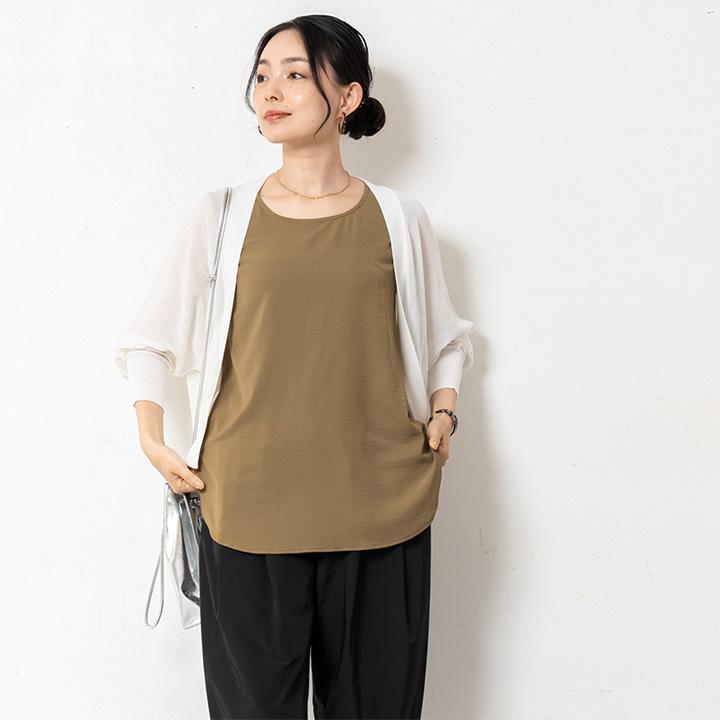 レイヤード タンクトップ ブラウス 重ね着 シワになりにくい