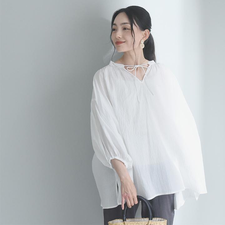 Agreable（アグレアーブル） 夏 チュニック ブラウス 綿100 涼やかな着