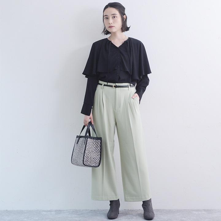 ふんわりソフトな肌触り 両面起毛 きれい見え 2タック ワイドパンツ 静電防止 ストレッチ イージーケア／kauliina【送料無料】【2/19FMD】 |  | 12