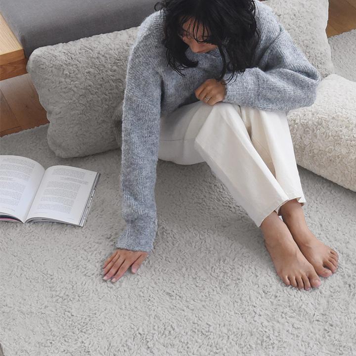 bon moment（ボンモマン） くるくるファー ラグ 洗える 190×190cm