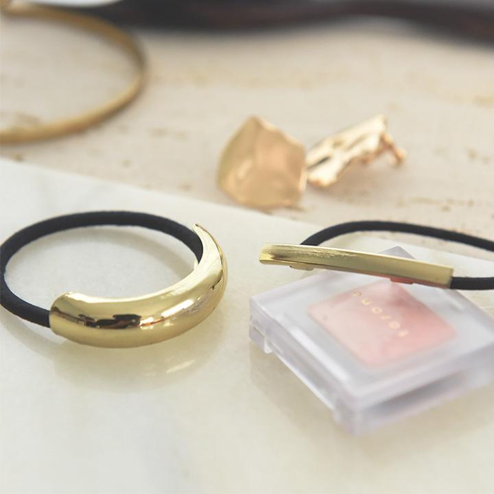 メタル モチーフ ヘアゴム 結ぶだけの簡単アレンジ シンプルなメタルパーツ ヘアゴム 2種セット ヘアアクセ／kauliina カウリーナ |  | 12