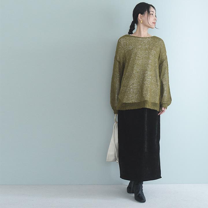 ふんわり柔らかい シェニール織 サイドスリット スカート／kauliina カウリーナ【送料無料】【2/19FMD】 |  | 18