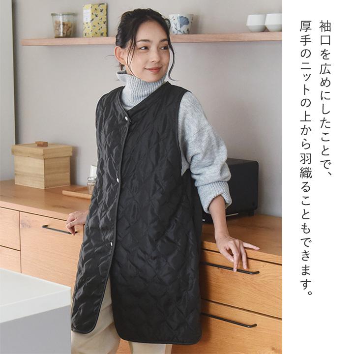 軽くて あったか アウター感覚で着られる 裏ボア キルト エプロン おしゃれ キルト キルティング 冬 撥水 bon moment ボンモマン |  | 10