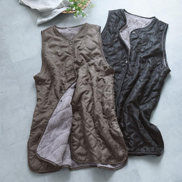 軽くて あったか アウター感覚で着られる 裏ボア キルト エプロン おしゃれ キルト キルティング 冬 撥水 bon moment ボンモマン |  | 01