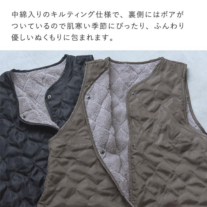 軽くて あったか アウター感覚で着られる 裏ボア キルト エプロン おしゃれ キルト キルティング 冬 撥水 bon moment ボンモマン |  | 06