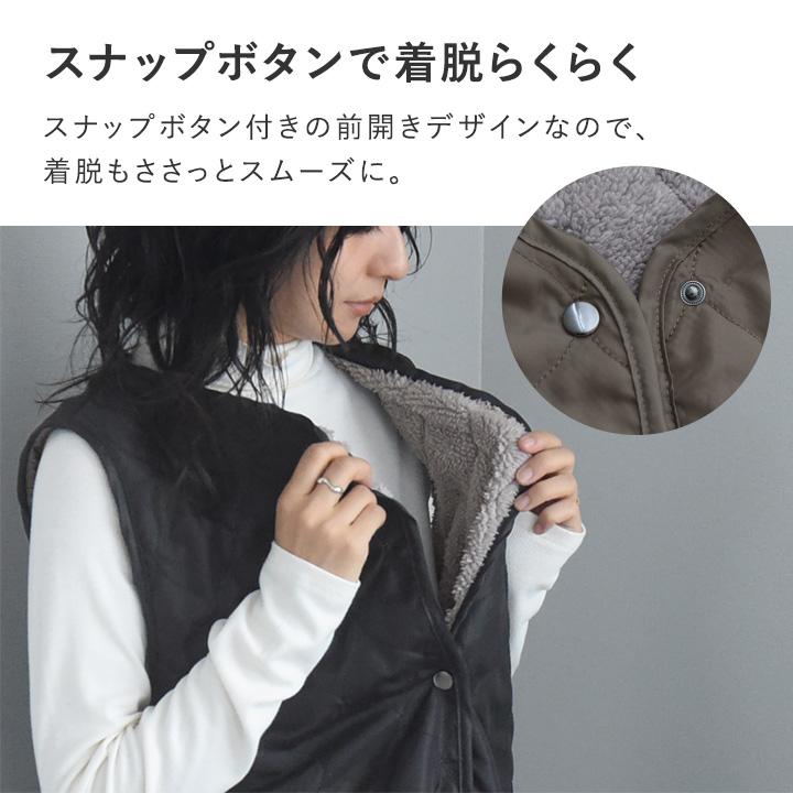 軽くて あったか アウター感覚で着られる 裏ボア キルト エプロン おしゃれ キルト キルティング 冬 撥水 bon moment ボンモマン |  | 09