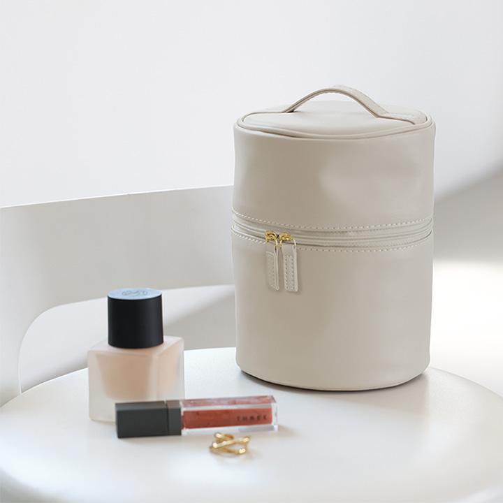 メイクポーチ 合皮 化粧ポーチ 縦型 bon moment フェイクレザーで上品見え すっきり整頓 ラウンドミニバニティ／ボンモマン【2/19F追加】 | bon moment | 01