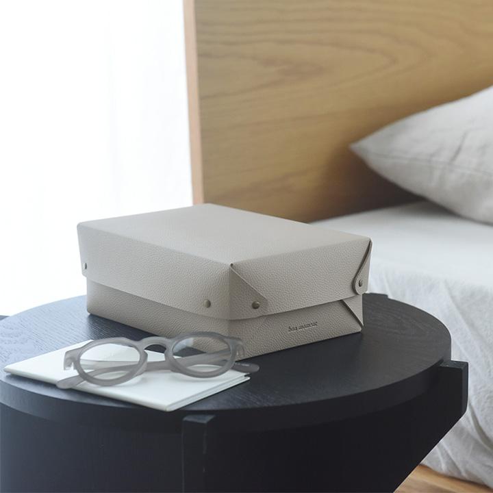 bon moment 中身が隠せる 蓋付き フェイクレザー収納ボックス M／ボンモマンボンモマン |  | 01