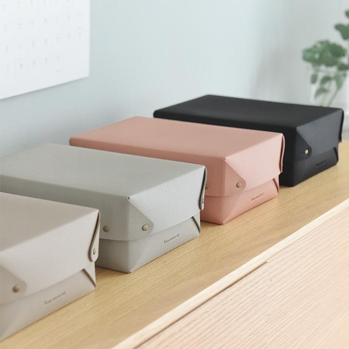 bon moment 中身が隠せる 蓋付き フェイクレザー収納ボックス M／ボンモマンボンモマン |  | 02