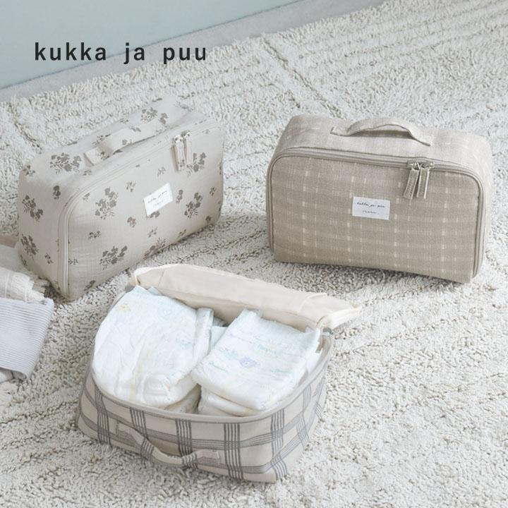 kukka ja puu（クッカヤプー） おむつポーチ チェック 花柄 赤ちゃん