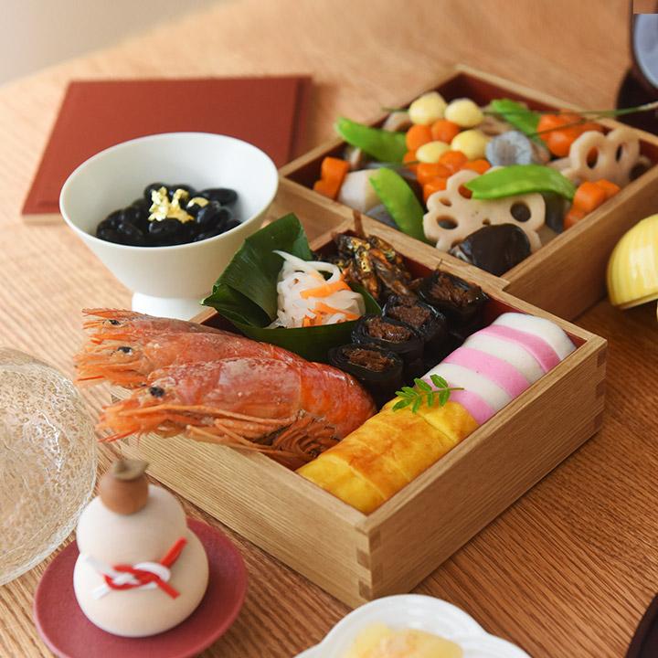 松屋漆器店 白木塗 タモ5.0二段重内朱【送料無料】 | 