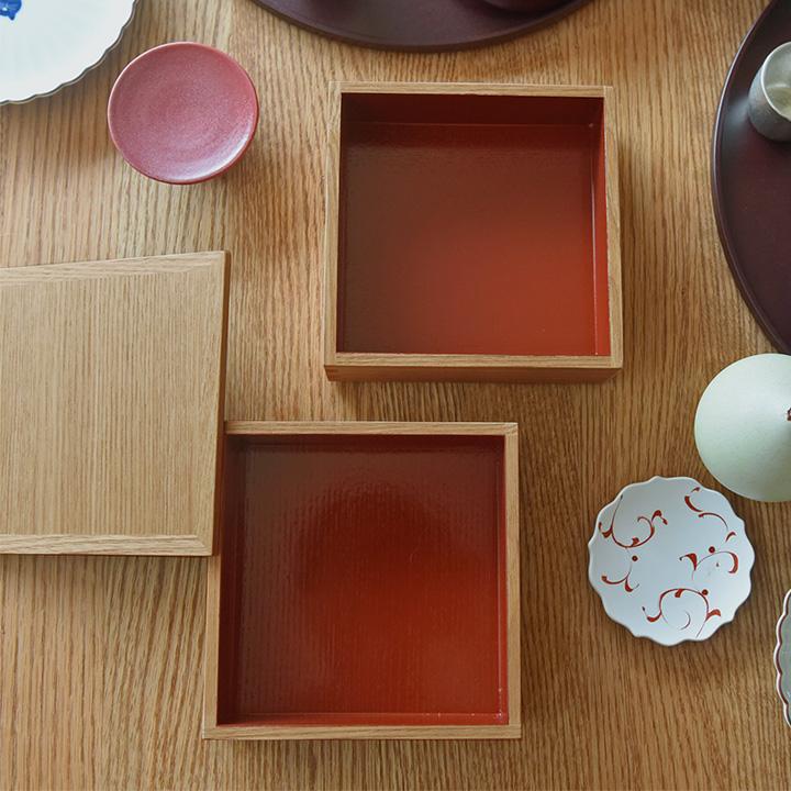 松屋漆器店 白木塗 タモ5.0二段重内朱【送料無料】 |  | 05