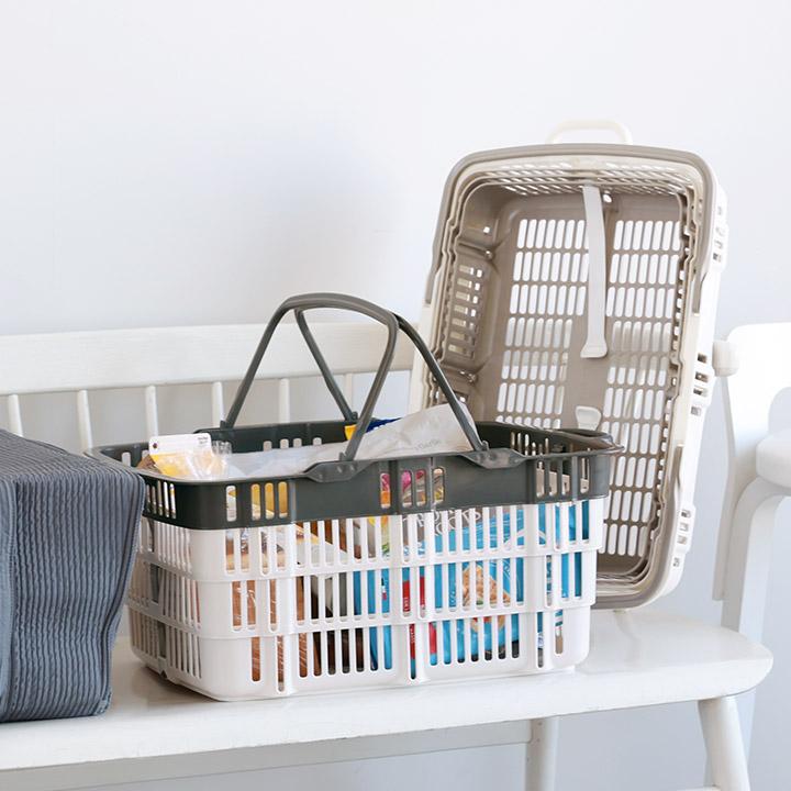 【新品未使用】【お買い得２個セット400円引き】正規品 折りたたみ　買い物カゴ たためる買い物カゴ レジかご マイカゴ 折りたたみバスケット【送料