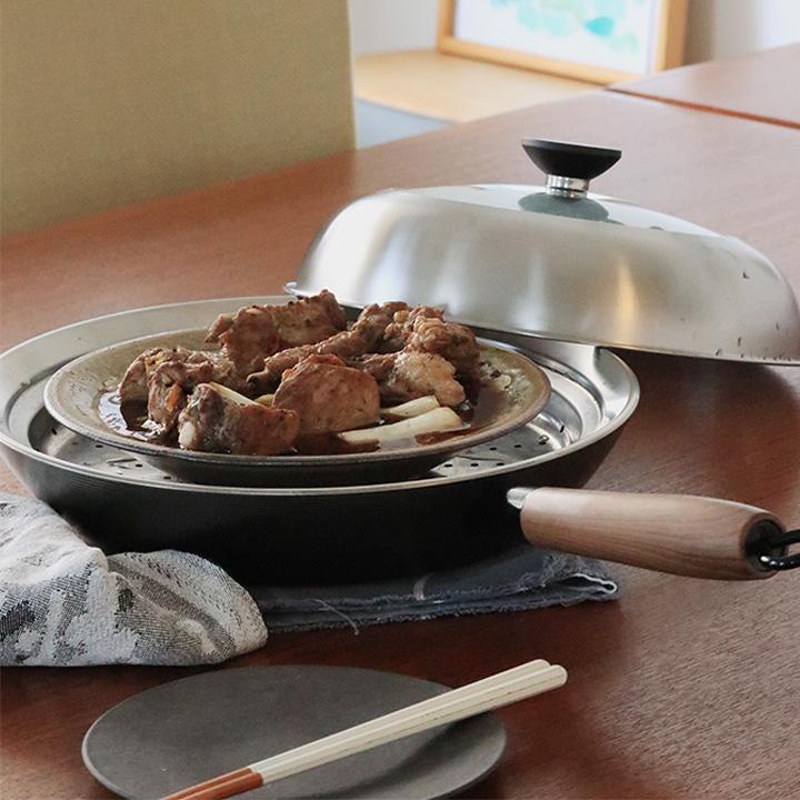 陶器机 見える蓋付 お手入れしやすいステンレス 蒸し器 フライパン ステンレス