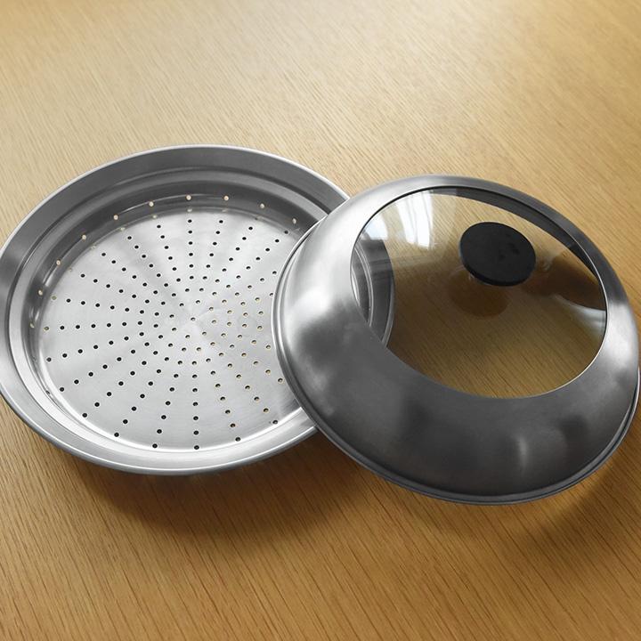 見える蓋付 お手入れしやすいステンレス 蒸し器 フライパン ステンレス