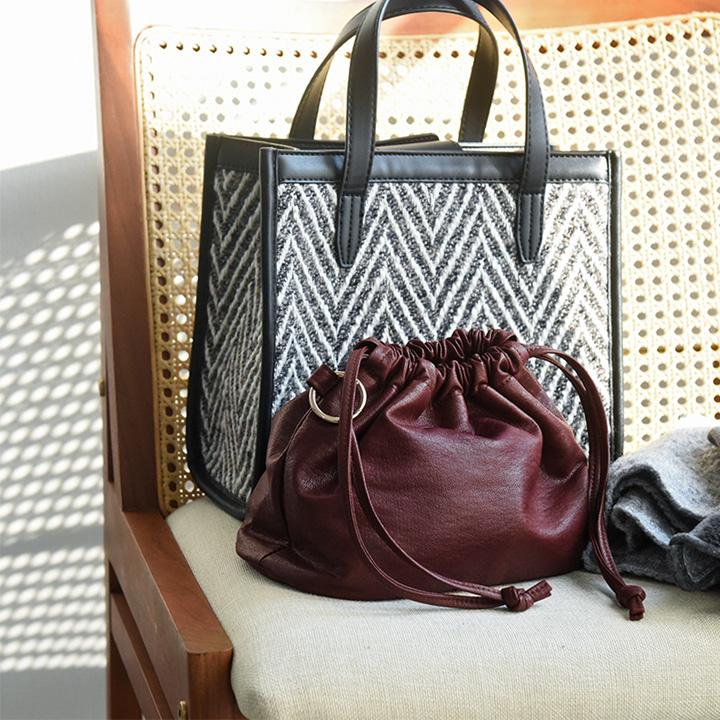 バッグとしても使える 巾着ポーチ 巾着バッグ ミニバッグ レディース 柔らかフェイクレザー kauliina カウリーナ【送料無料】 |  | 02