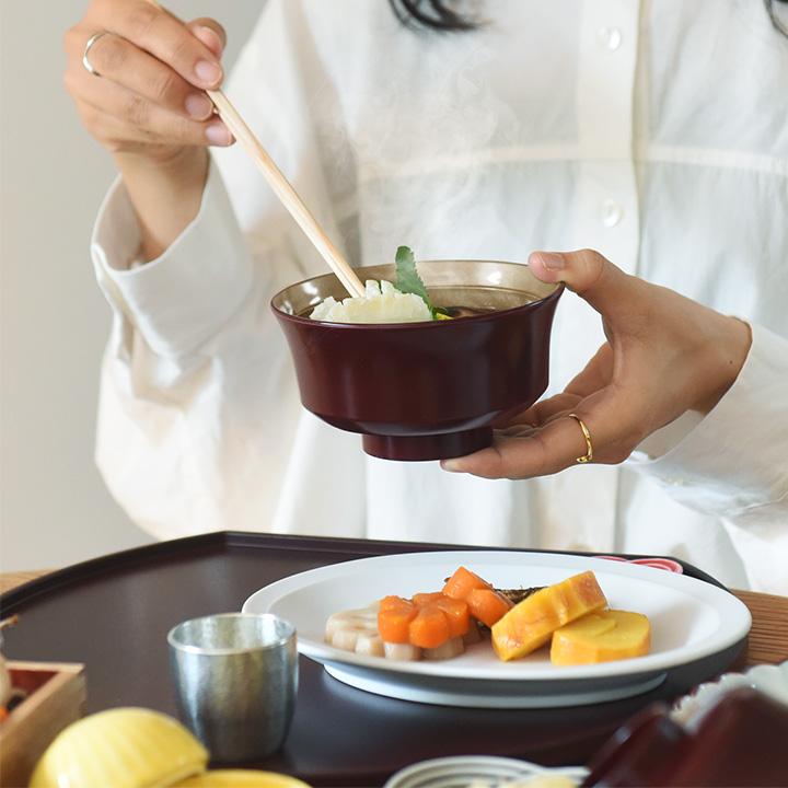 お正月を華やかにする 蓋つき椀 雑煮椀 山中塗 : アンジェ インテリア