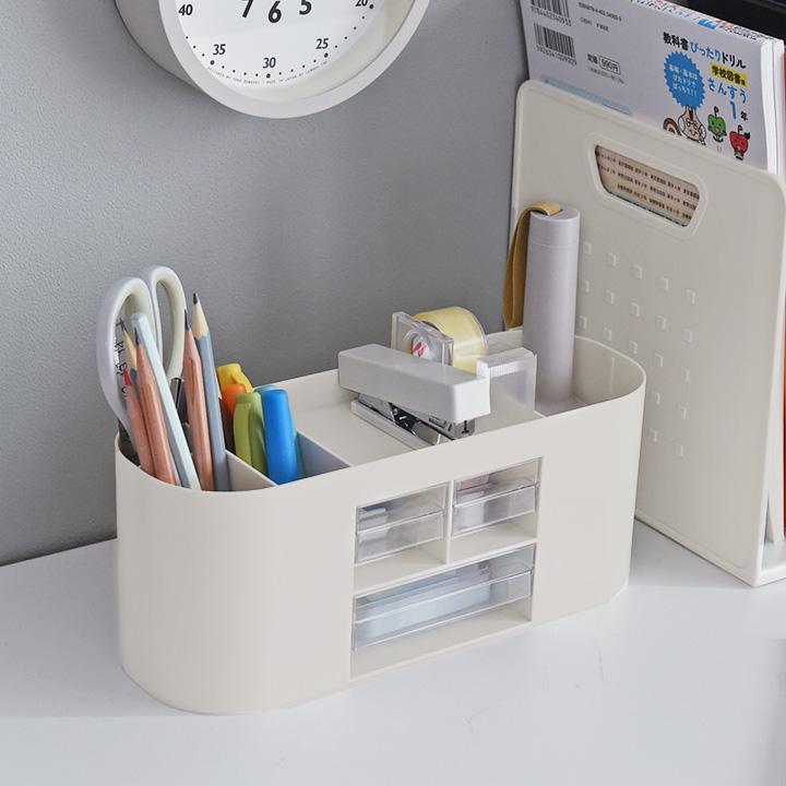 散らかる文具をひとまとめに ペンスタンド 引き出し付 ペン立て 大容量 かわいい おしゃれ ペン入れ デスク上収納 入学準備 | 