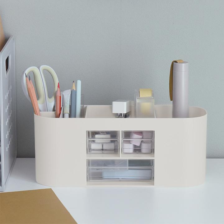 散らかる文具をひとまとめに ペンスタンド 引き出し付 ペン立て 大容量 かわいい おしゃれ ペン入れ デスク上収納 入学準備 |  | 01