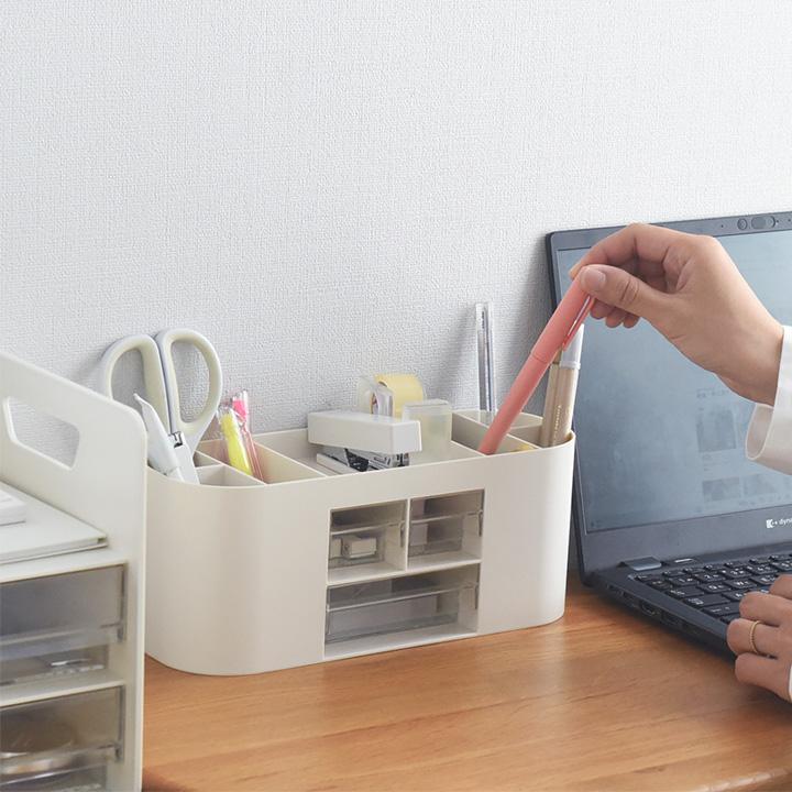 散らかる文具をひとまとめに ペンスタンド 引き出し付 ペン立て 大容量 かわいい おしゃれ ペン入れ デスク上収納 入学準備 |  | 05