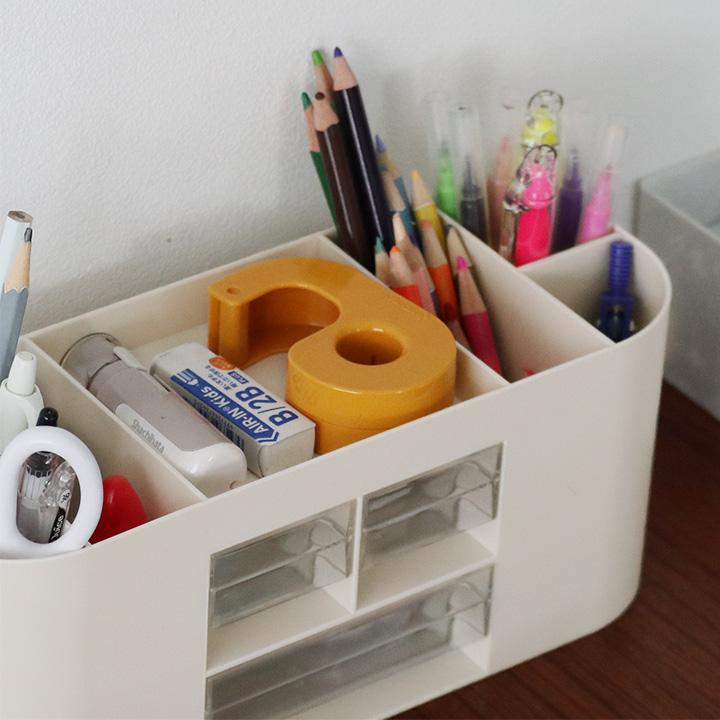 散らかる文具をひとまとめに ペンスタンド 引き出し付 ペン立て 大容量 かわいい おしゃれ ペン入れ デスク上収納 入学準備 |  | 09