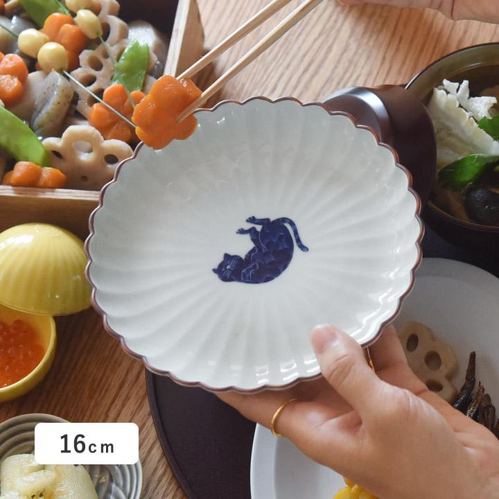 呉須猫 菊割5.5寸皿 波佐見焼 : アンジェ インテリア雑貨 - 通販