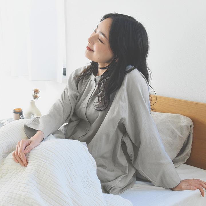 着る保湿クリーム×TERAX HOT 温活パジャマ Wガーゼ 長袖前開き スリーピングウェア パジャマレディース |  | 02