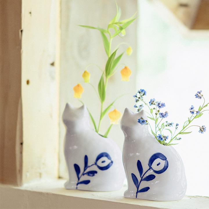 子猫の花器 フラワーベース 波佐見焼 おしゃれ 北欧 陶器 花瓶