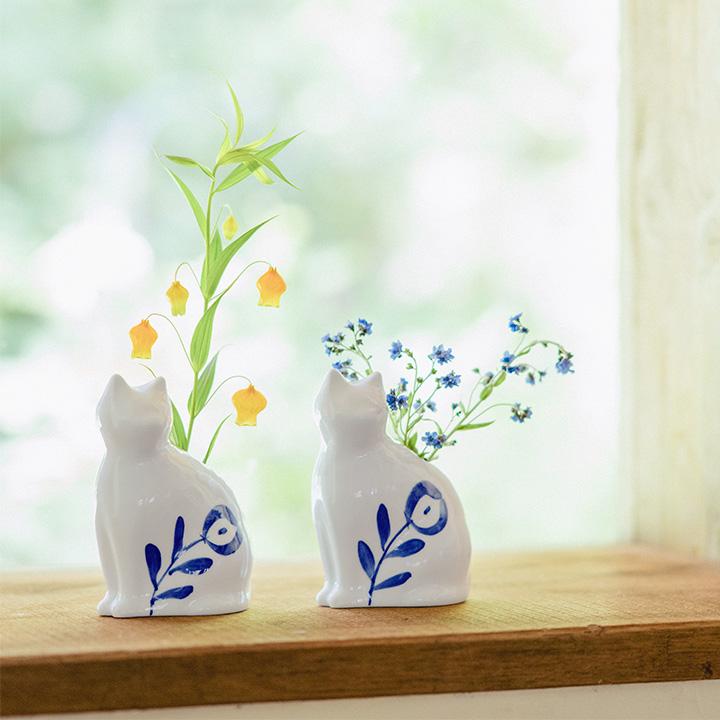 子猫の花器 フラワーベース 波佐見焼 おしゃれ 北欧 陶器 花瓶