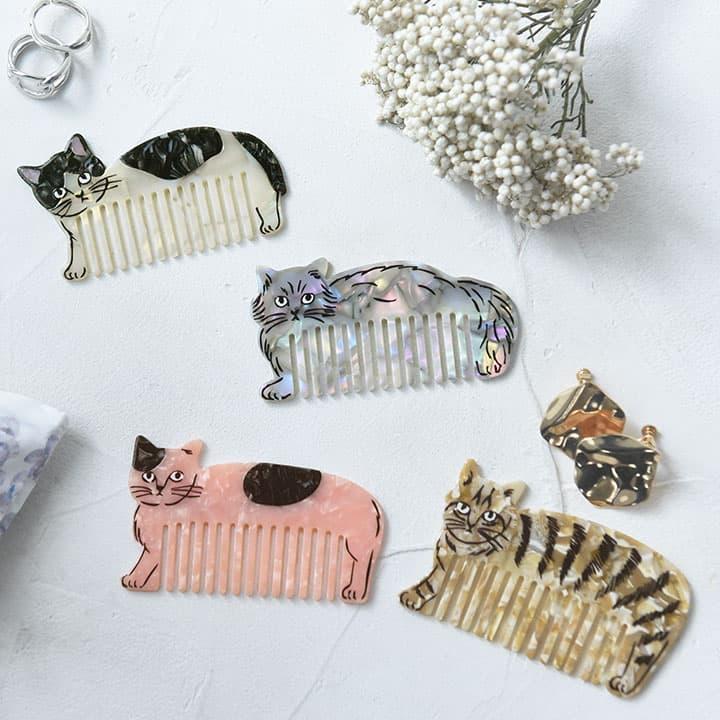 松尾ミユキ 猫モチーフ コーム くし 持ち運び かわいい ヘアコーム 櫛