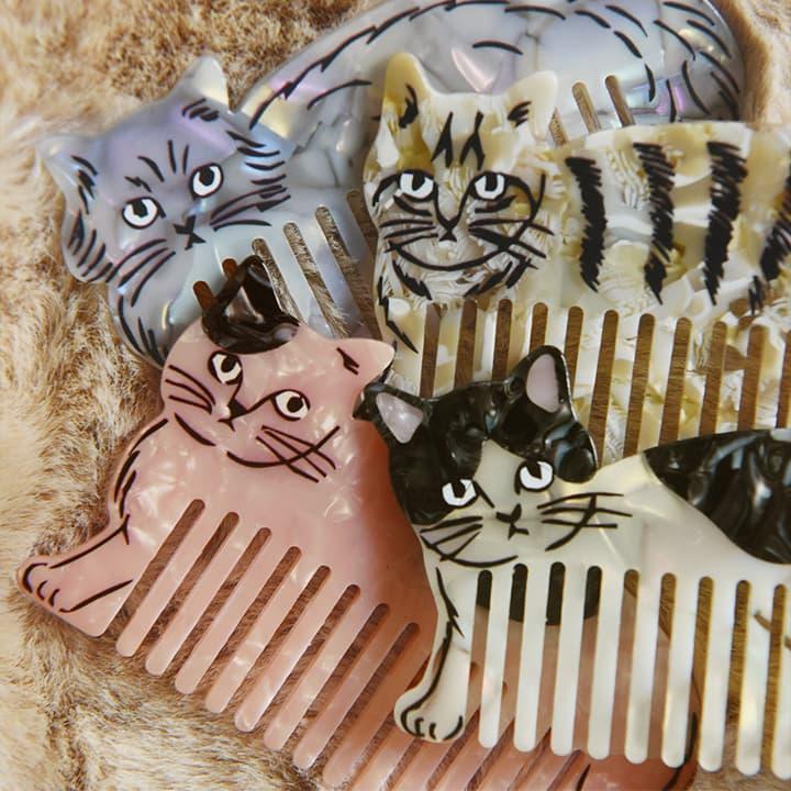 松尾ミユキ 猫モチーフ コーム くし 持ち運び かわいい ヘアコーム 櫛