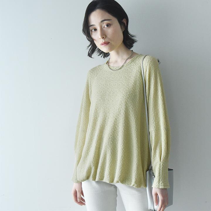 【秋服クーポン】凹凸素材で程良いシアー感 裾バルーンプルオーバー／kauliina カウリーナ【7/4F追加】 |  | 01