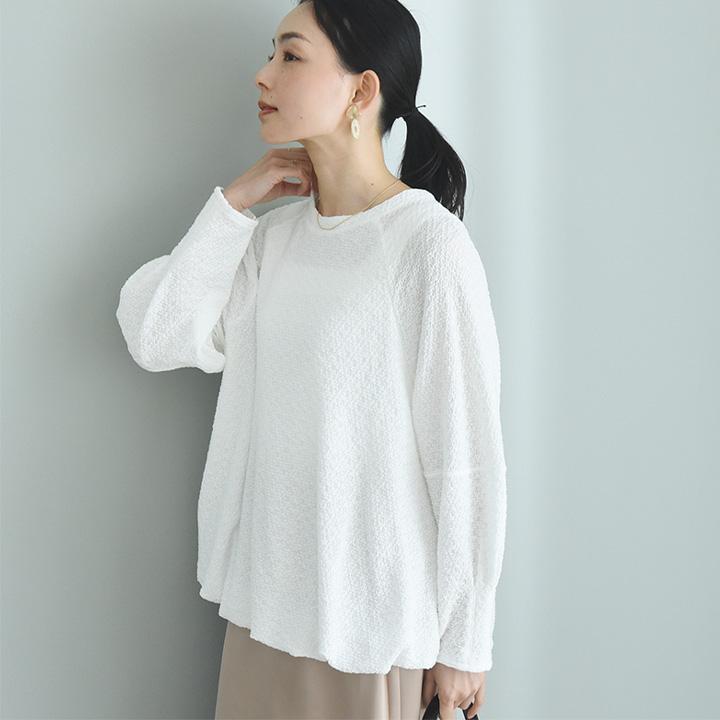 【秋服クーポン】凹凸素材で程良いシアー感 裾バルーンプルオーバー／kauliina カウリーナ【7/4F追加】 |  | 09